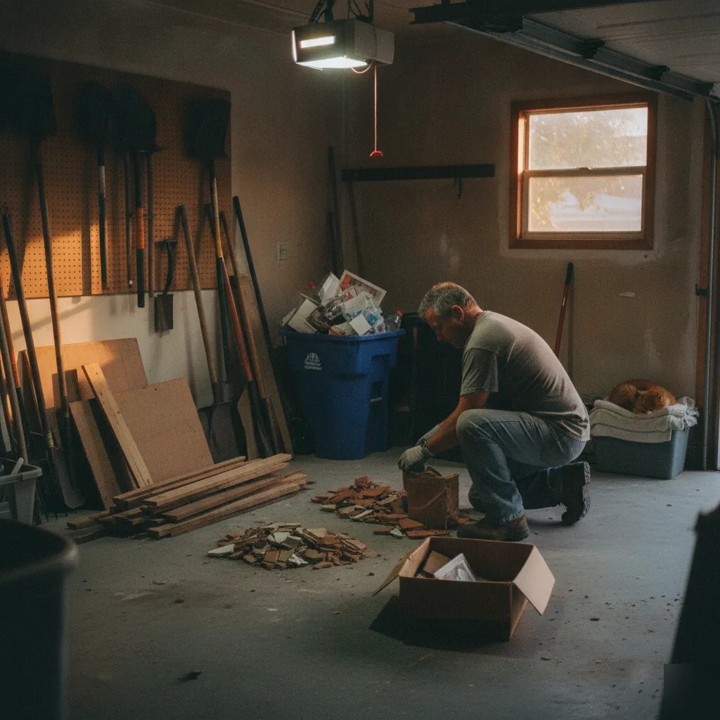 Homeowner sorting small debris pile instead of dumpster rental Nokomis